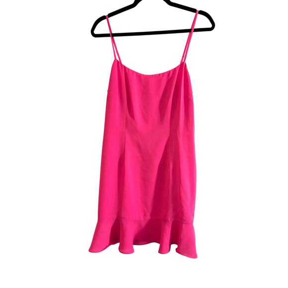 LOVERS + FRIENDS Revolve Teddy Mini Dress Bright Pink Barbie- Sz Medium - Picture 3 of 6